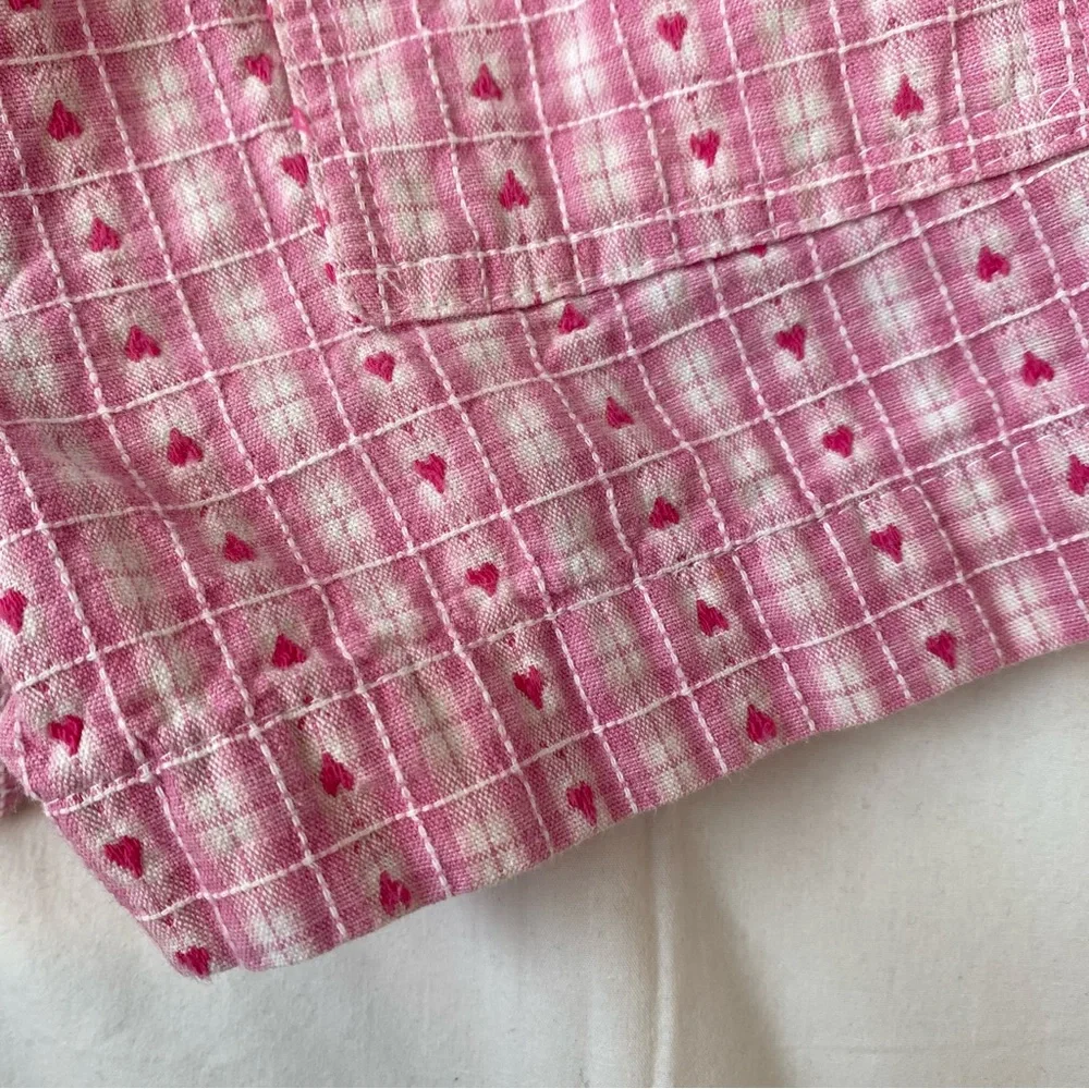 VINTAGE CARTERS Shorts Gingham Hearts Pink Woven Canvas White 3 3T 90s